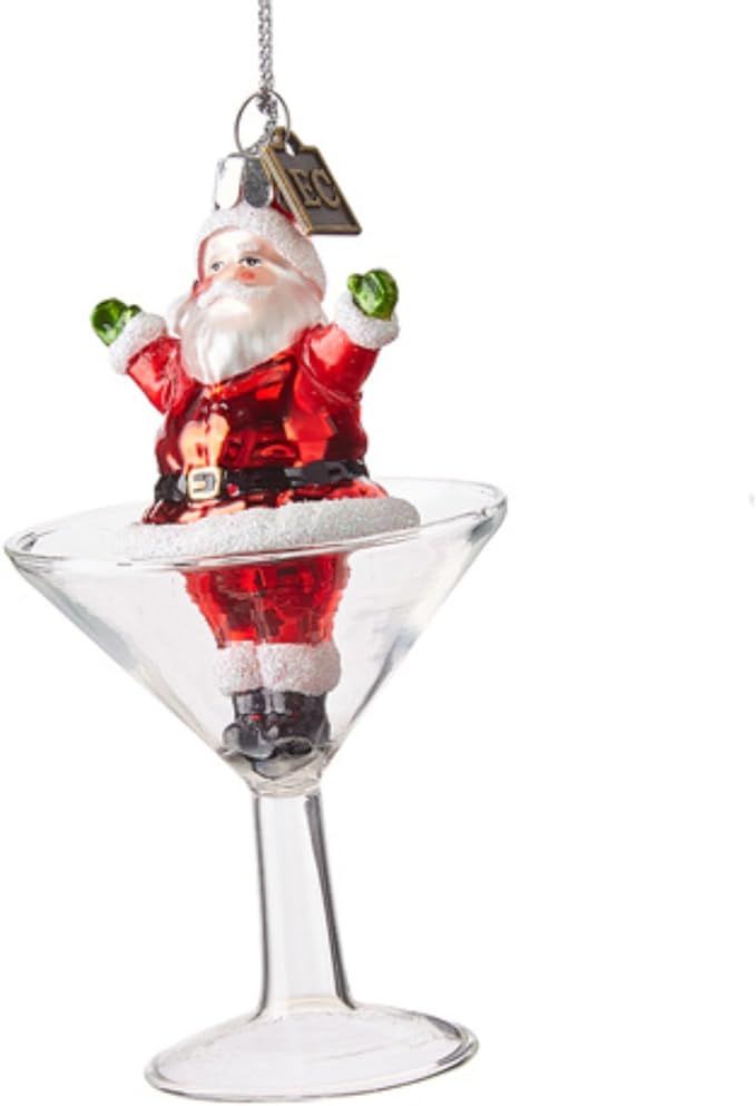 Santa in a Martini Glass Christmas Ornament, Holiday Décor, Tree Hanging Decoration, 4.5 Inches | Amazon (US)