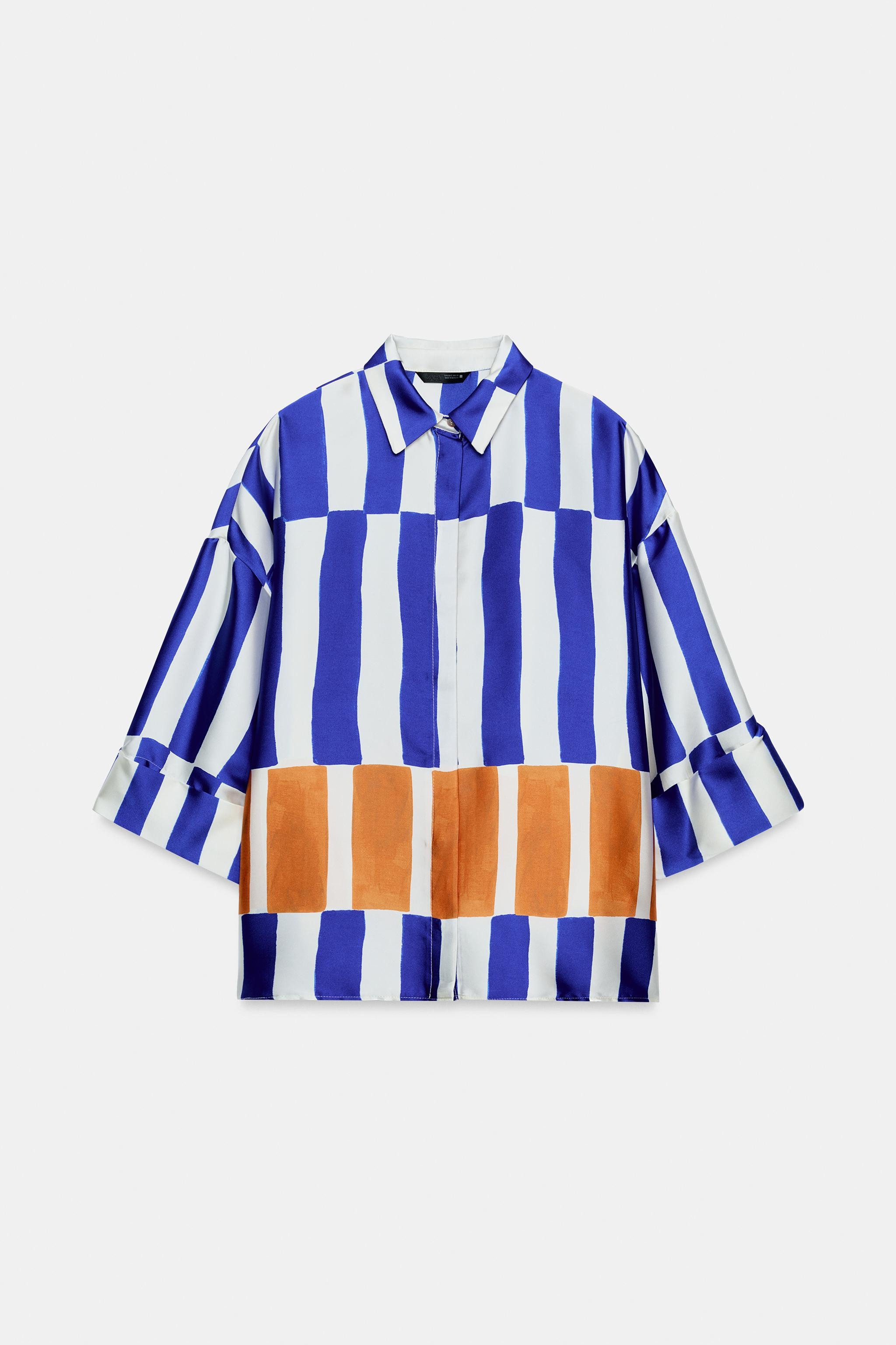 OVERSIZED SATIN-STRIPED SHIRT | Zara US
