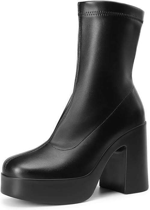 DREAM PAIRS Women's Chunky Platform Ankle Boot High Block Heels Square Toe lightweight Comfort Pa... | Amazon (US)