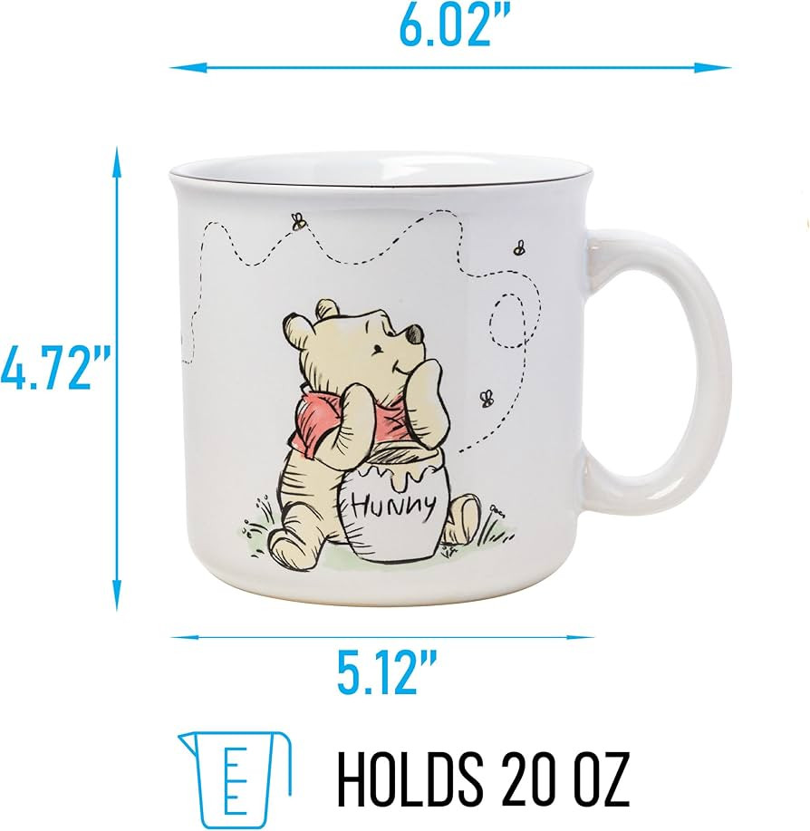 Silver Buffalo Disney Winnie the Pooh But First Hunny Honey Featuring Piglet Ceramic Camper Mug, ... | Amazon (US)