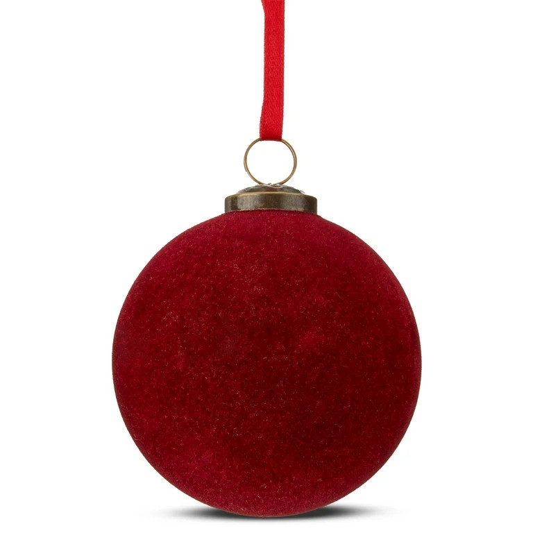 Red Velvet Glass Ball Christmas Ornament, 4 in, by Holiday Time | Walmart (US)