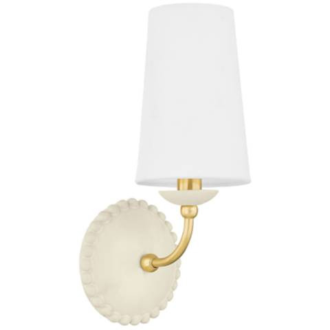 Hudson Valley Rhea 18 1/2" High White Shade Aged Brass Wall Sconce - #501C3 | Lamps Plus | Lamps Plus