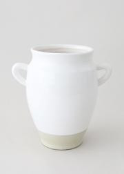 White Ceramic Farmhouse Urn Vase with Handles - 9.5" Tall | Afloral (US)