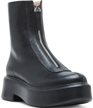 Jones Front-Zip Leather Platform Booties | Dillard's