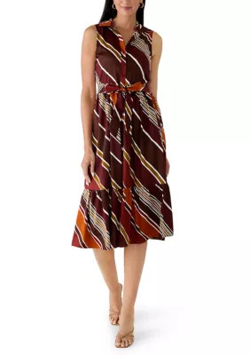 Women's Sleeveless Tiered Striped Shirtdress | Belk