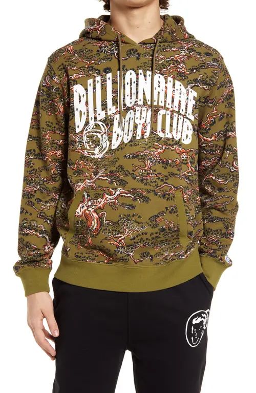 Billionaire Boys Club Camo Graphic Hoodie in Olive Drab at Nordstrom, Size Large | Nordstrom