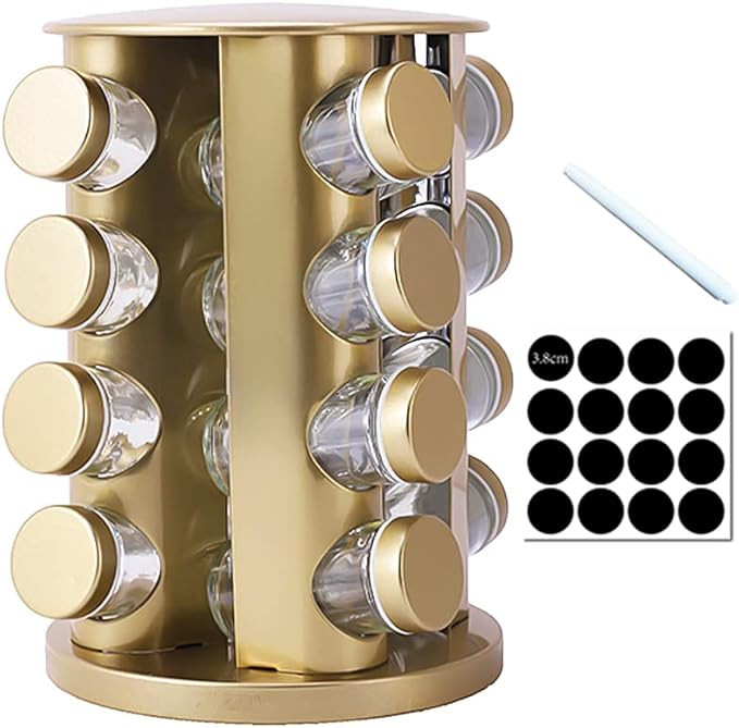 Revolving Countertop Spice Rack 16 Jars Stainless Steel Rotating Tower Seasoning Storage Organize... | Amazon (US)