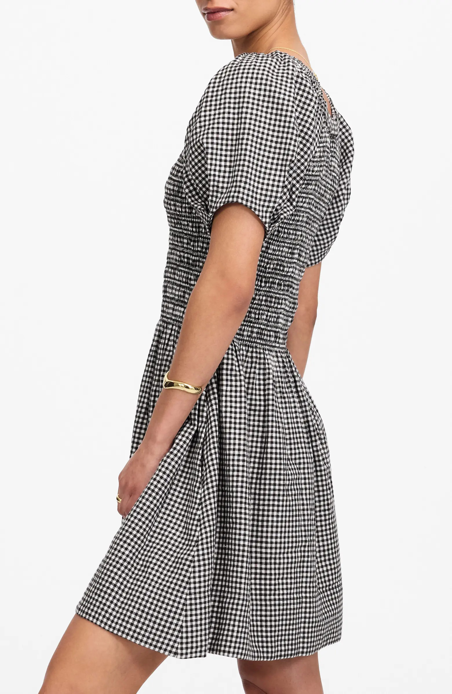 Gingham Smocked Linen Blend Mini Sundress | Nordstrom Rack