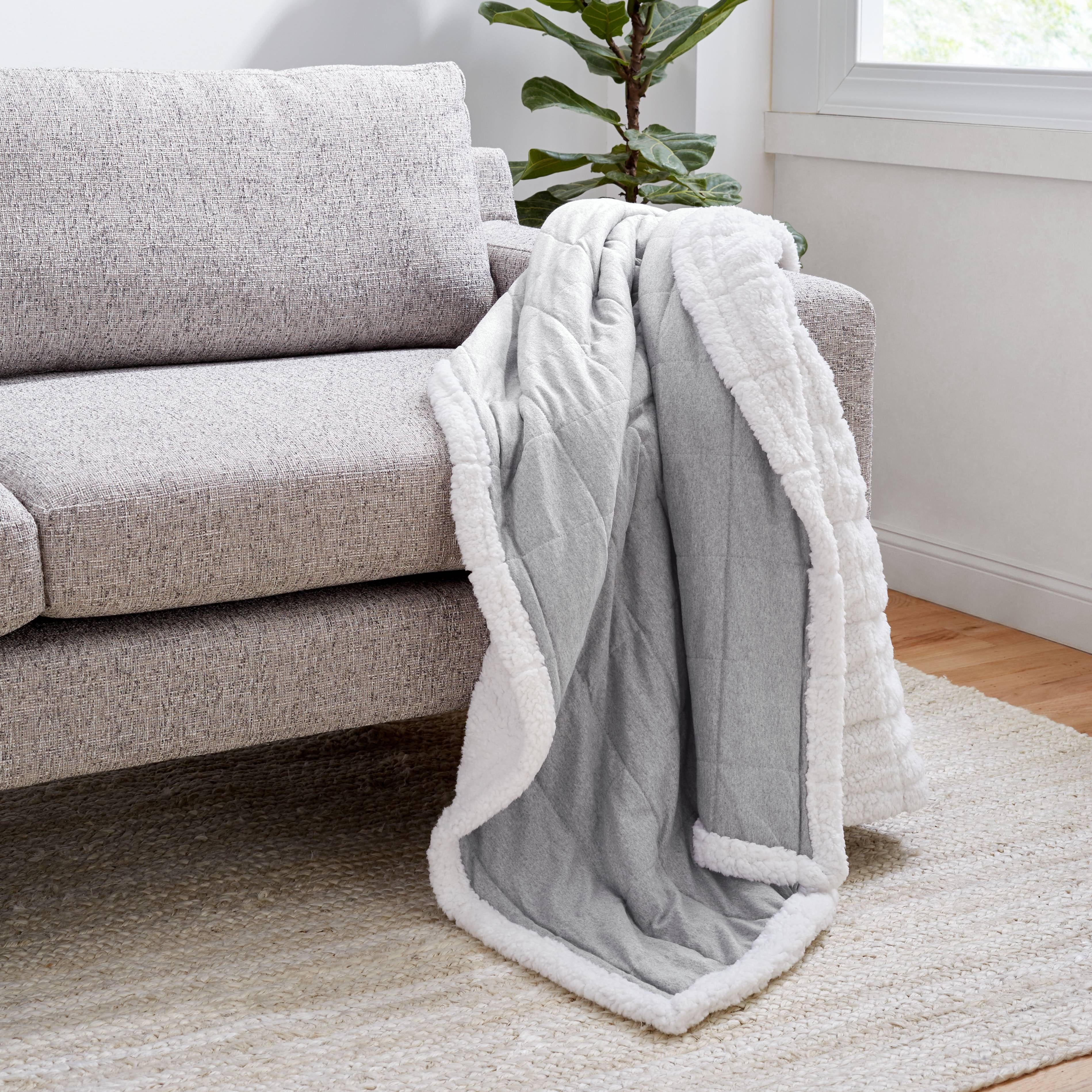 Gap Home Quilted Jersey Organic Cotton Sherpa Reverse Throw, Gray | Walmart (US)