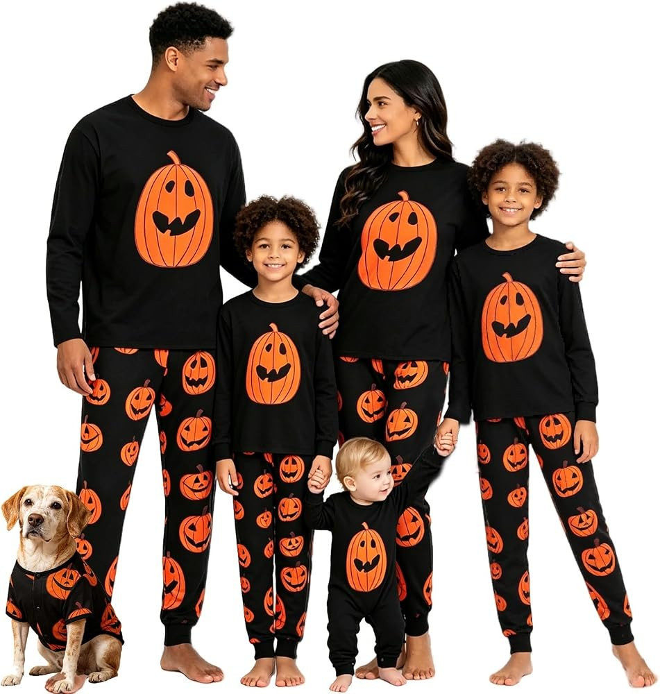 Matching Family Halloween Pajamas Set - Cute Pumpkin Print 2-Piece PJS for Adults & Kids | Holida... | Amazon (US)