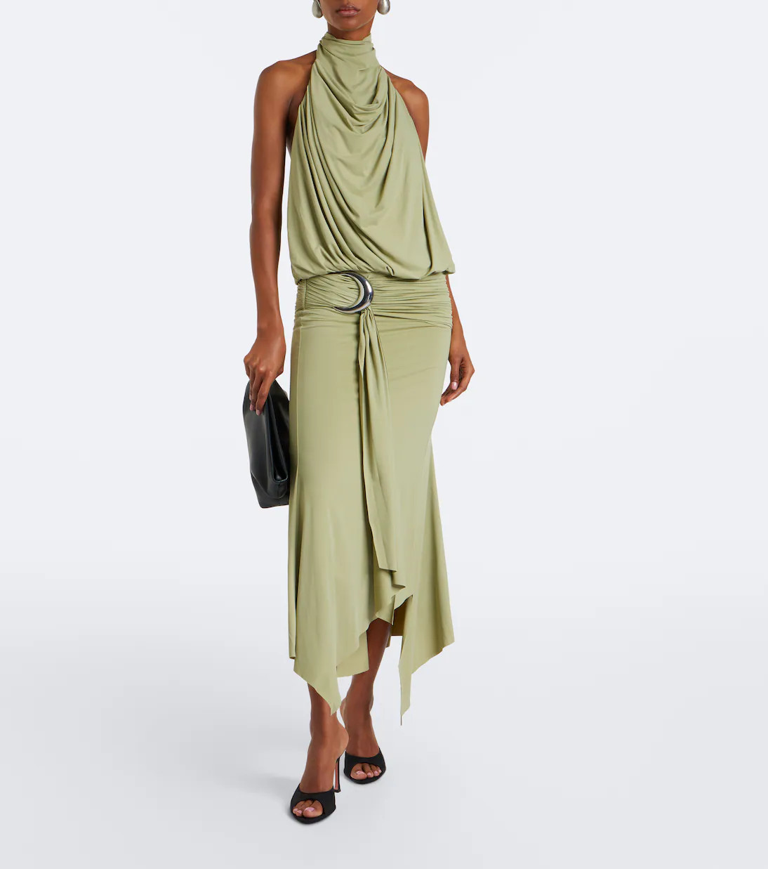 Vida draped jersey midi dress | Mytheresa (UK)