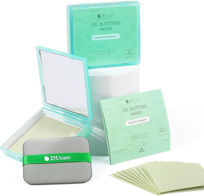 DUcare 100 Counts Oil Blotting Sheets for Face, Green Tea Natural Linen Paper with Portable Mirro... | Amazon (CA)