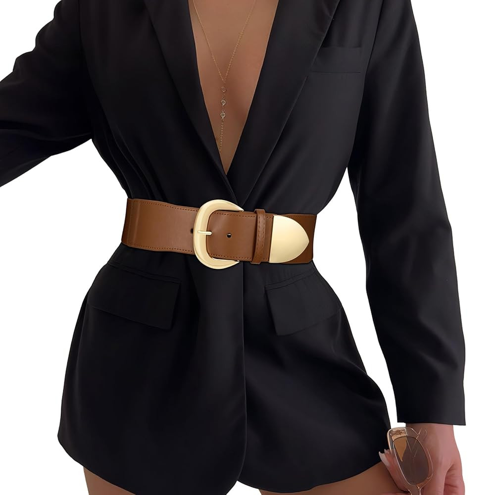 Women Wide Elastic Waist Belt for Dresses Fashion Thick Stretchy Belt for Trendy | Amazon (US)