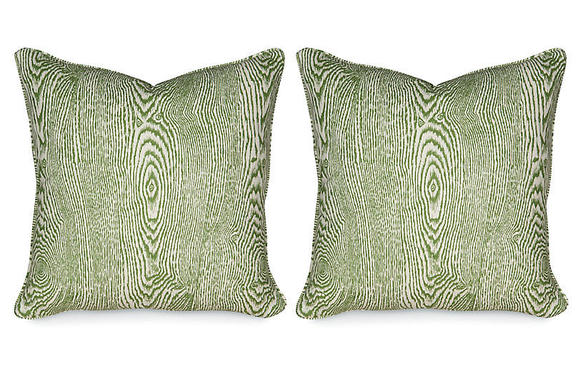 S/2 Wood Leaf 20x20 Pillows, Green | One Kings Lane