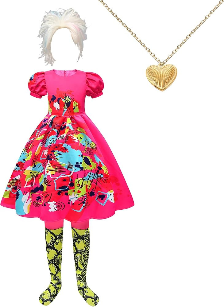 Weird Doll Costume Dress with Wig Kate Cosplay Costume Pink Puff Skirt Halloween Party Costume Dr... | Amazon (US)