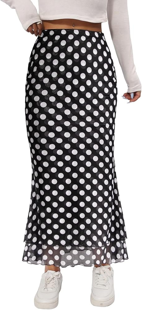 Avanova Women Mesh High Waist Midi Skirt Fishtail Bodycon Long Skirt | Amazon (US)