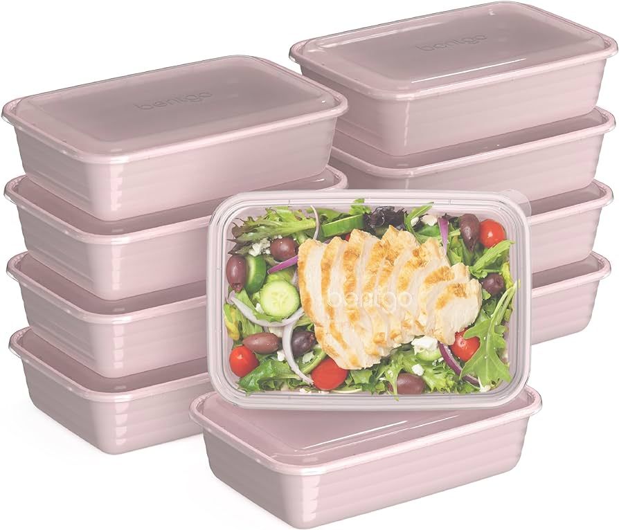 Bentgo® Prep 1-Compartment Containers - 20-Piece Meal Prep Kit: 10 Trays & 10 Lids - Lightweight... | Amazon (US)