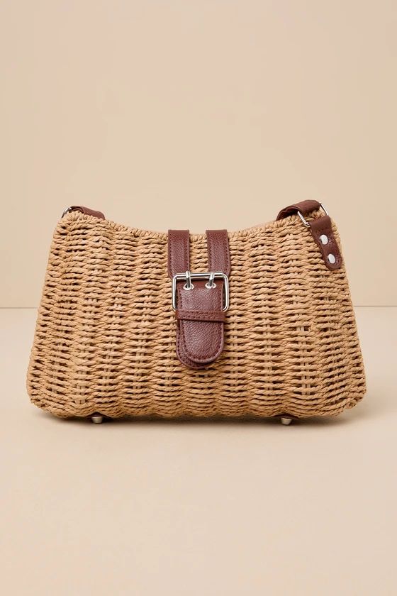 Tuscany Tan Woven Buckle Crossbody Bag | Lulus