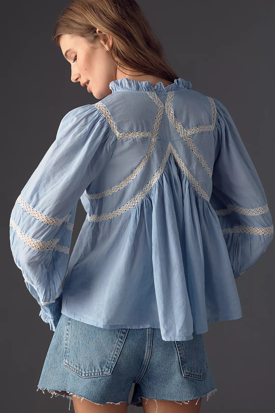 By Anthropologie High-Neck Long-Sleeve Embroidered Blouse | Anthropologie (US)