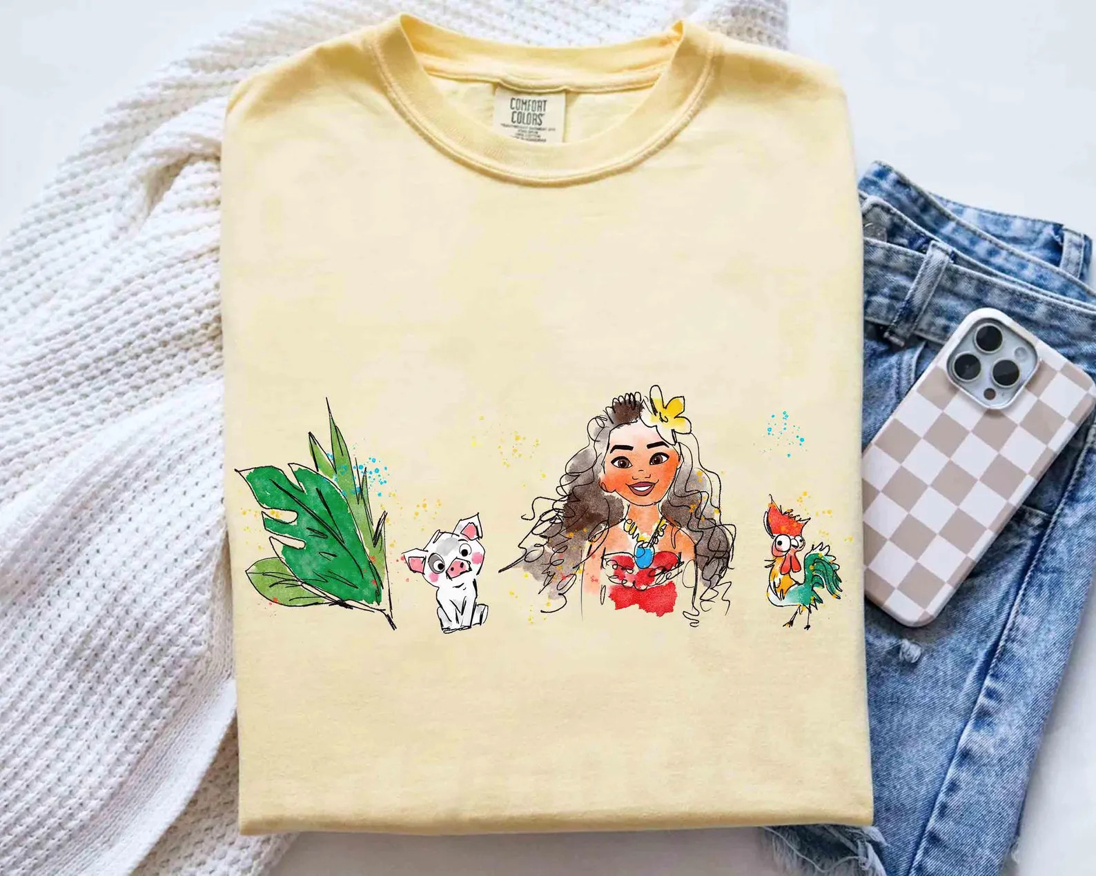 Coquette Watercolor Disney Moana Princess T-shirt, I Am Moana, Pua Pig and Hei Hei Tee, Girly aes... | Etsy (Global)