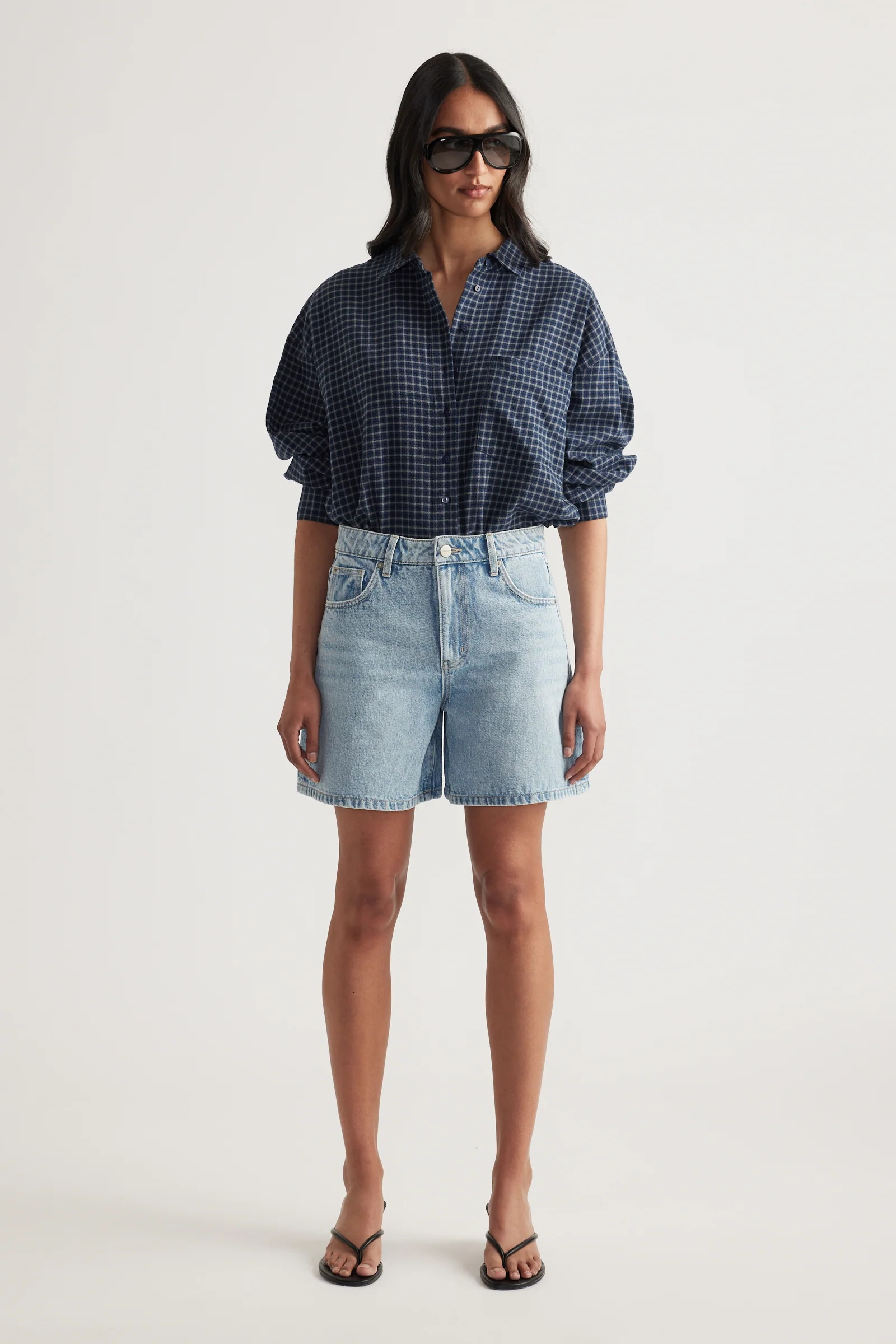 Lori Flannel Shirt - Blue Micro Check | DECJUBA
