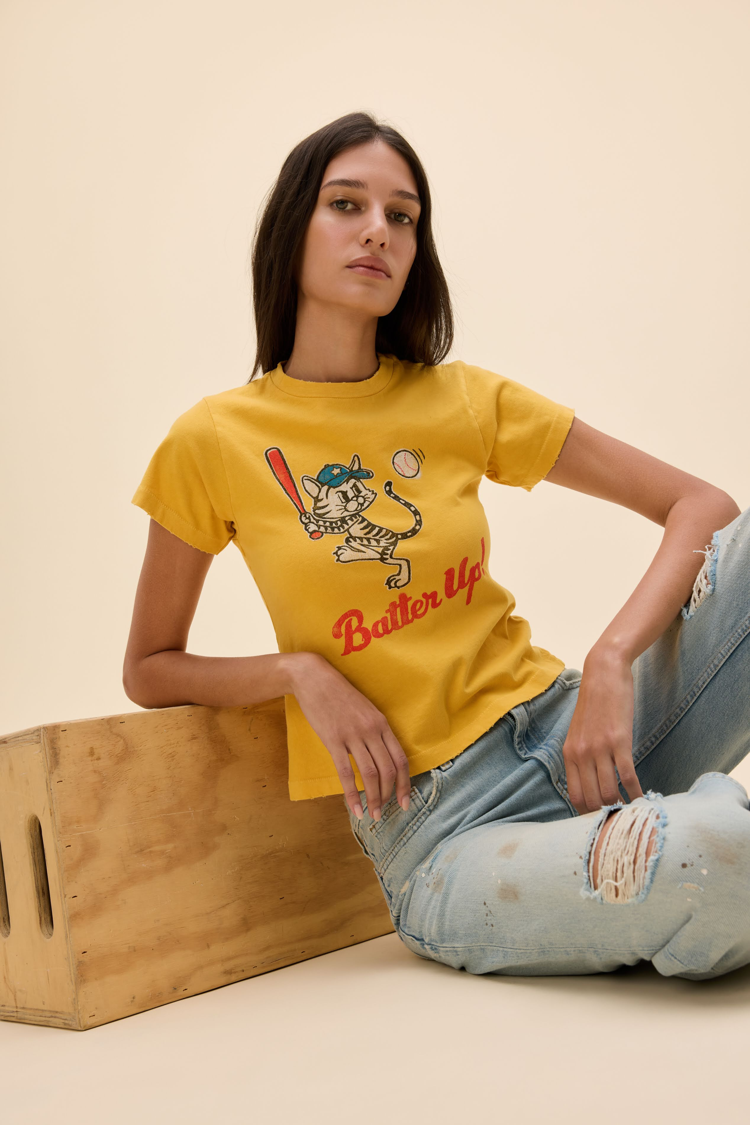 Batter Up Kitty Vintage Tee | Daydreamer