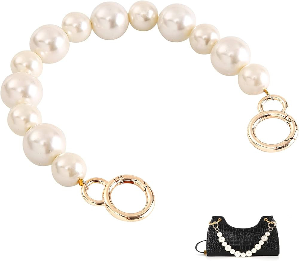 Xiazw Sturdy Large Imitation Pearls Bead Purse Handle Straps Bag Charms Handbag Chains Replacemen... | Amazon (US)
