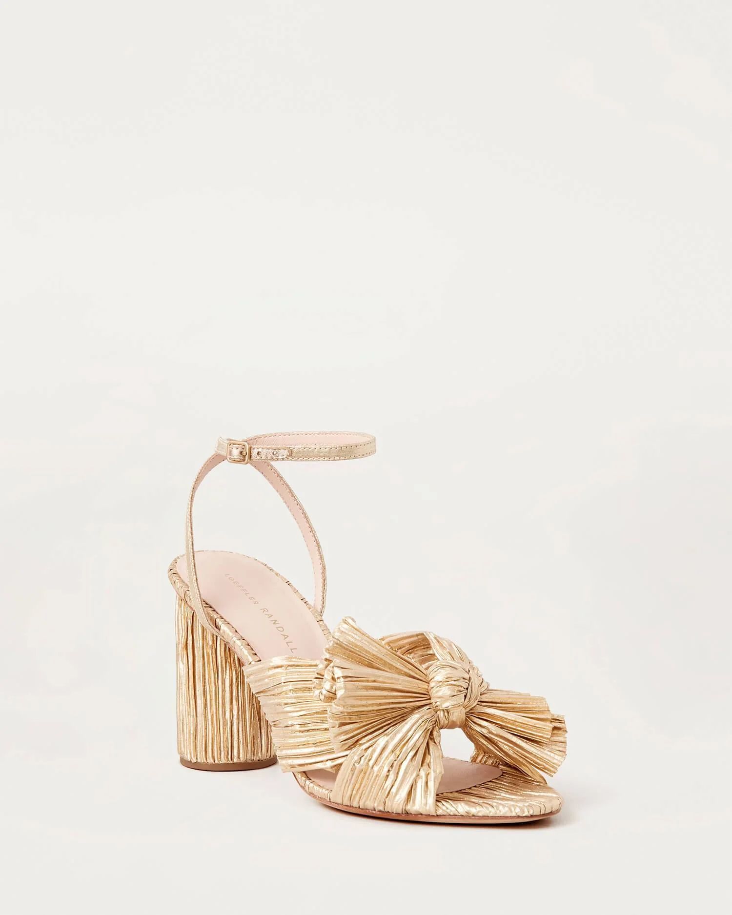 Camellia Gold Pleated Bow Heel | Loeffler Randall