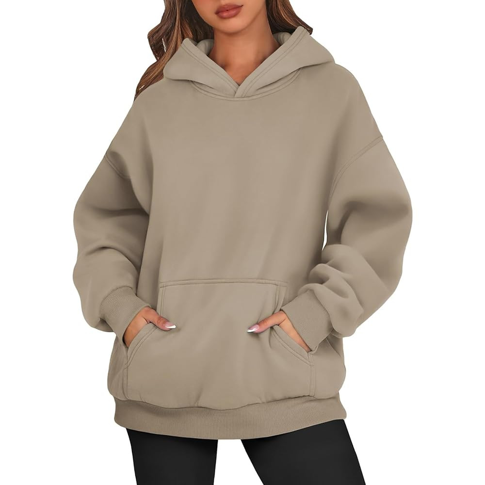 Womens Oversized Hoodies Cute Cotton Plain Pullover Hoodies Plus Size Y2K Hooded Sweatshirt With ... | Amazon (US)