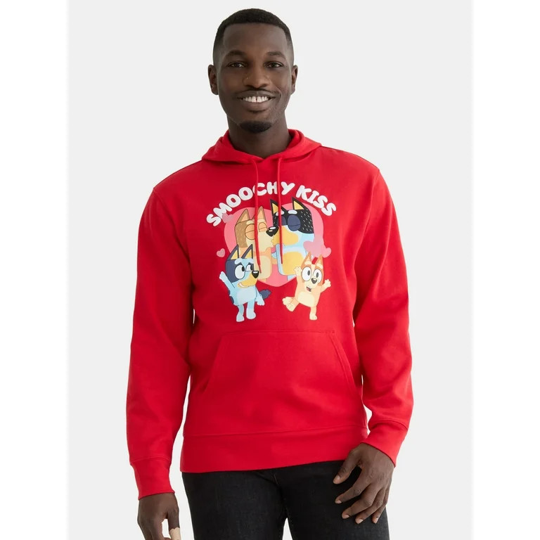 Bluey Men's Valentine's Day True Love Graphic Hoodie with Long Sleeves, Sizes S-3XL | Walmart (US)
