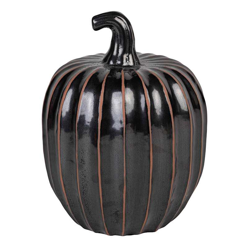 Black Ceramic Pumpkin, 13.8" | At Home