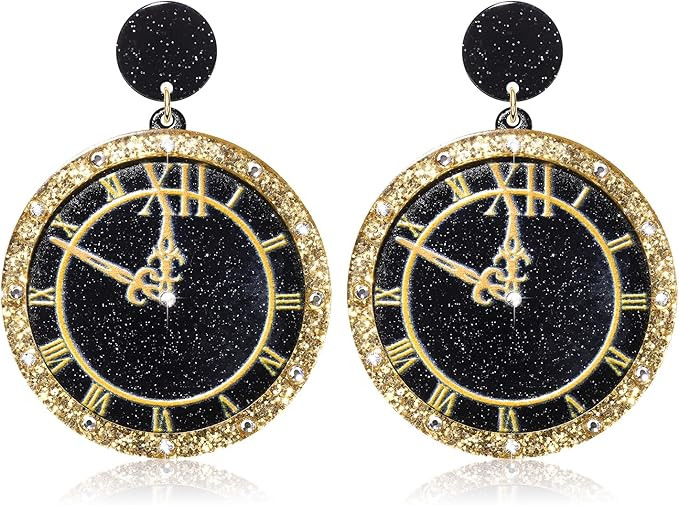 New Year Earrings Statement Acrylic 2023 Drop Earrings New Year Christmas Festive Holiday Dangle Ear | Amazon (US)