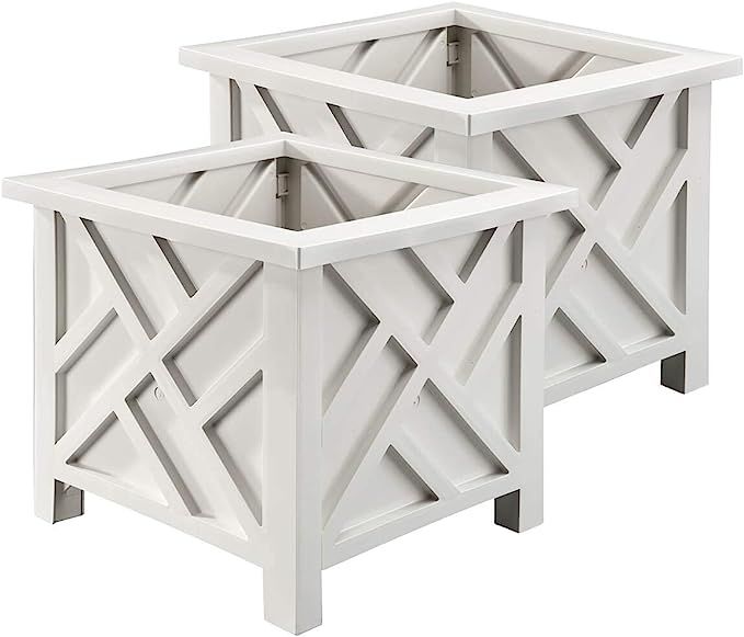 White Chippendale Planters, Set of 2 | Amazon (US)