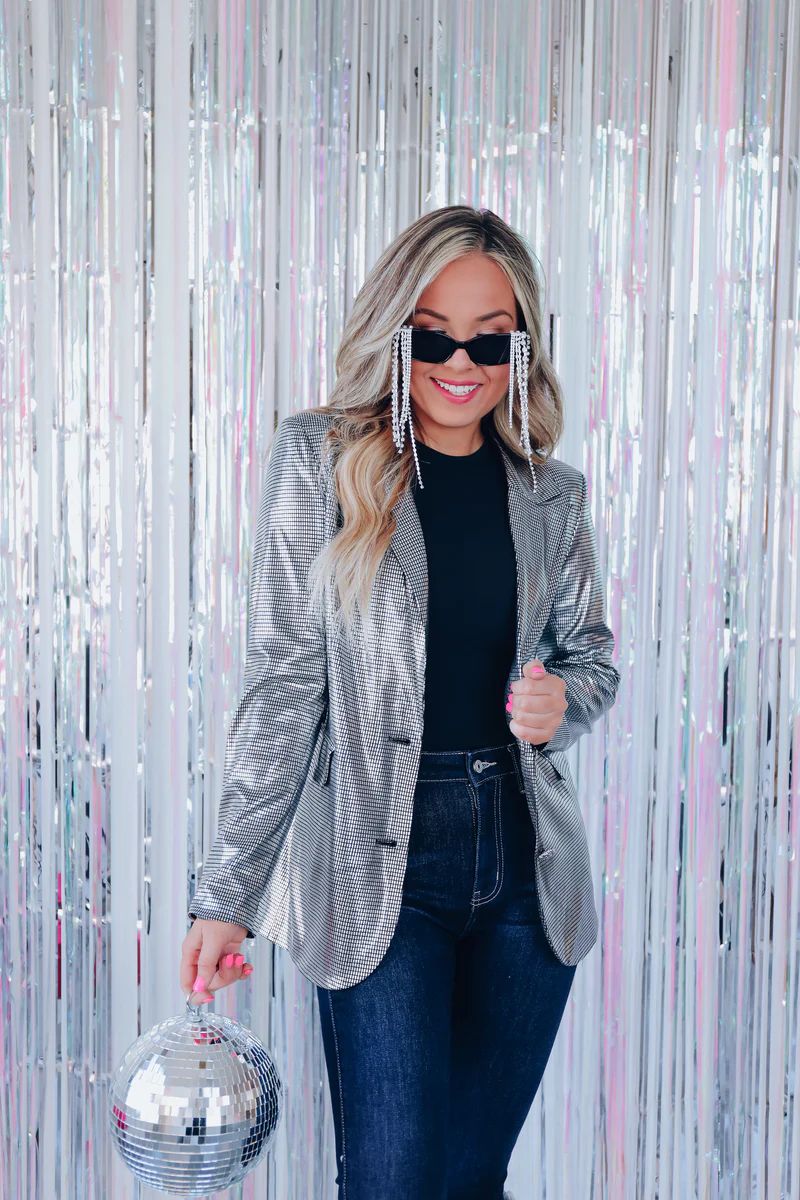 After Six Disco Ball Blazer - Silver | Whiskey Darling Boutique