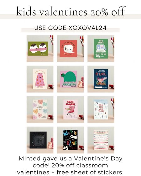 Minted classroom valentines - use my code xoxoval24 for 20% off + free sticker sheets 

#LTKkids #LTKfamily