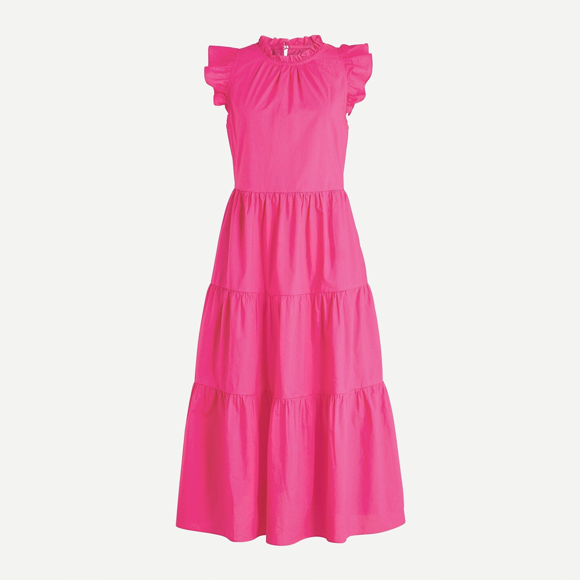 Tiered ruffle-sleeve cotton poplin dress | J.Crew US