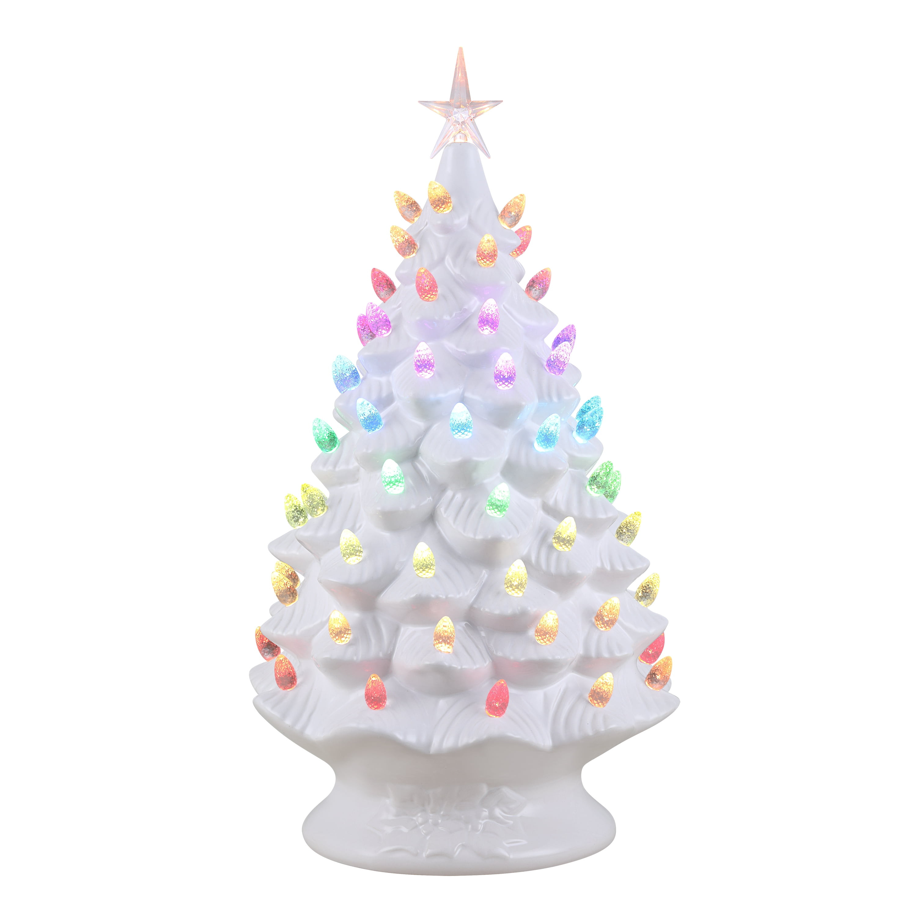 Mr. Christmas 24 in. Nostalgic Ceramic Tree with RGB Color Changing Lights, White, 1 Count | Walmart (US)
