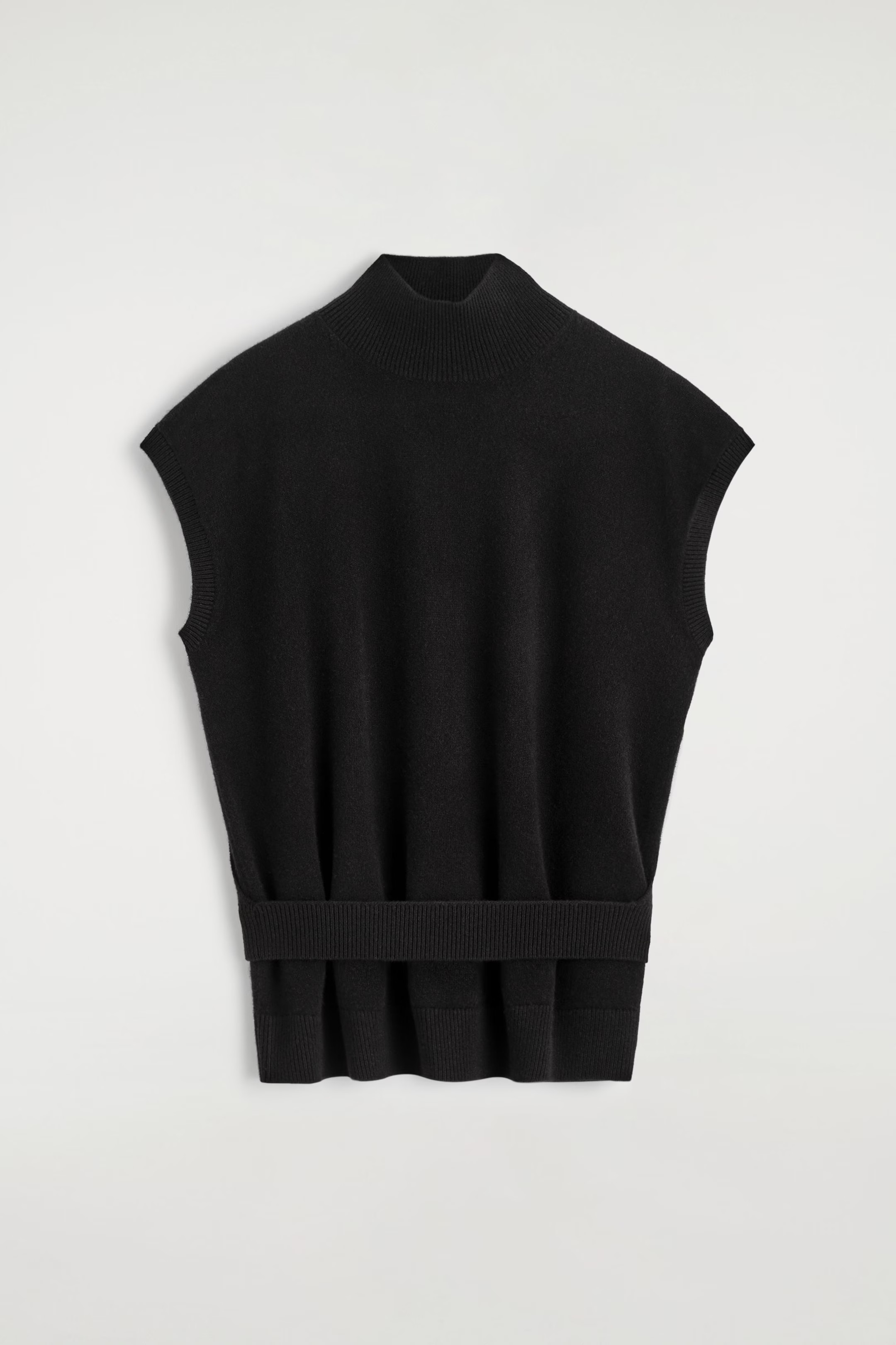 BELT-DETAIL FUNNEL-NECK WOOL VEST - BLACK | COS GB | COS UK