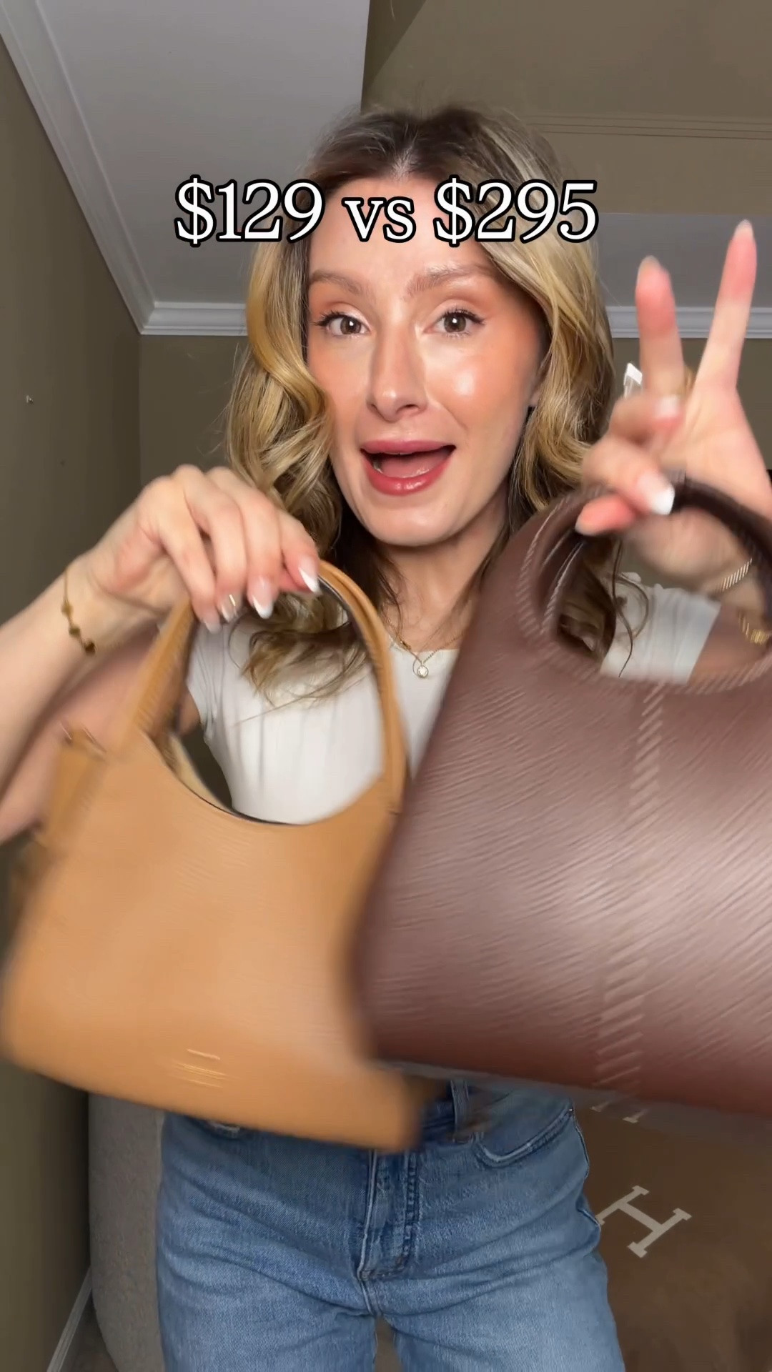 Same Vibe Different Price part 1:
I love the shape and style of both of these bags, but one has a friendlier price that I like! Comment SHOP & I’ll dm you the links ♥️

The Kate Spade Outlet small stash carryall is such a cute lil handbag! It reminds me so much of the Coach Lana 19 which is more than twice the price. 

The both have a similar shape, pebbled leather, gold hardware, and a crossbody strap. 

Which one would you choose?