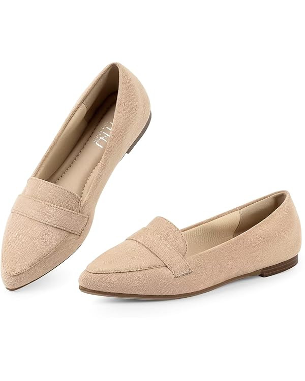 MUSSHOE Women's Flats, Comfortable Pointed Toe Flats for Women Soft Suede Women's Loafers & Slip-... | Amazon (US)