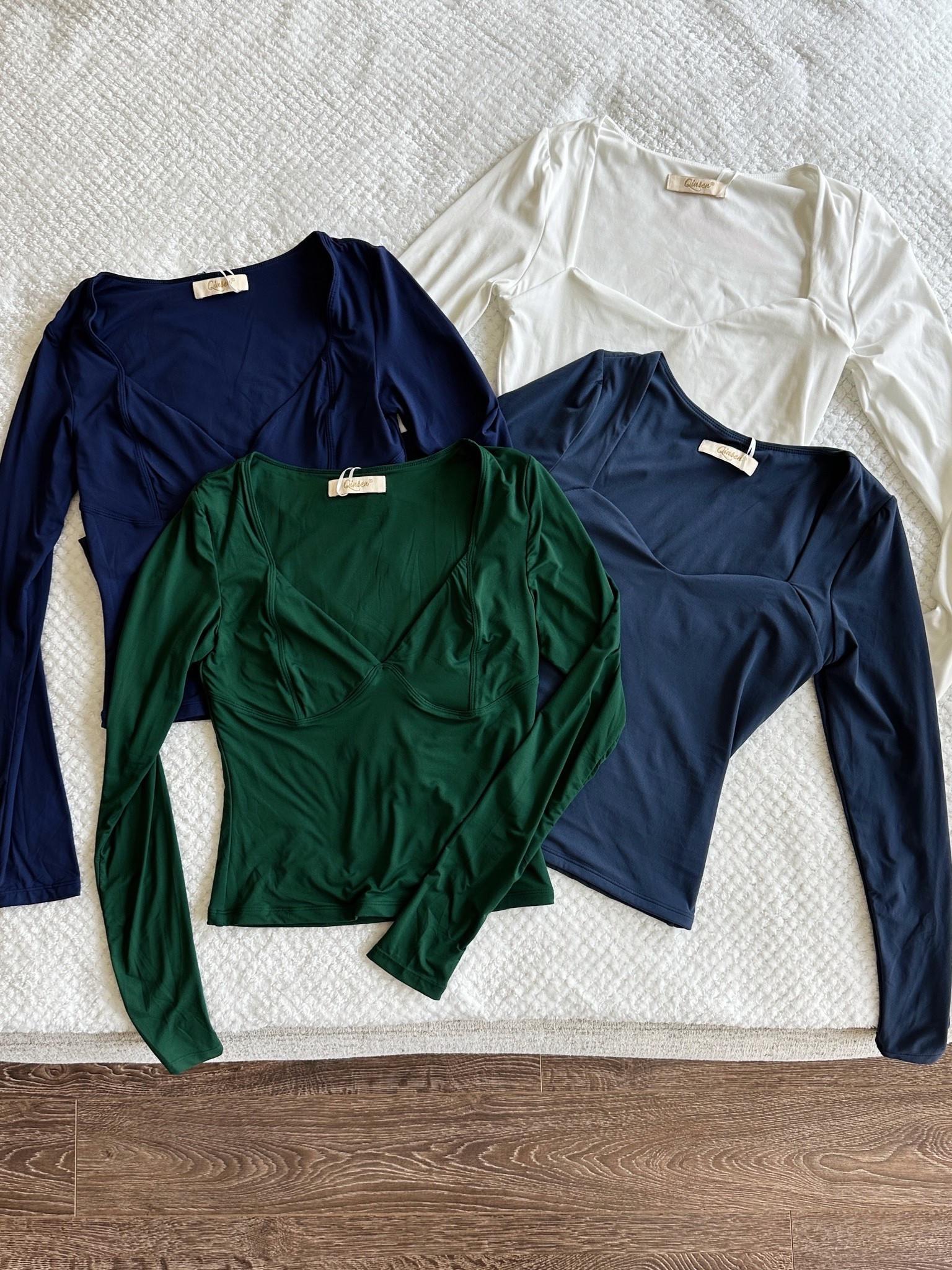 cutest basic long sleeve tops for fall / winter 🤍 got size small in all & they have a close-to-body fit that snatches you in. If you want a more relaxed fit, size up!

[amazon basic tees, best affordable fashion finds, sweetheart neckline tops, flattering stretchy material, double lined top] 

#LTKFindsUnder50 #LTKSeasonal #LTKSaleAlert