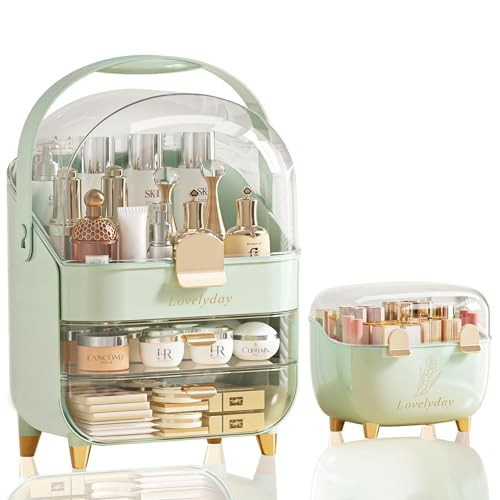 Lovelyday Makeup Organizer & Skincare Organizers, Cosmetic Organizer Box for Countertop with Lid & 3 Drawers,Cosmetics Skincare withTeen Girl Gifts Trendy Stuff Make up Organizers for Vanity | Amazon (US)