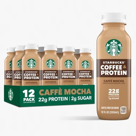Starbucks Coffee & Protein, Classic Mocha, 12 fl oz Bottles, (12 Pack) High Protein Iced Coffee | Walmart (US)