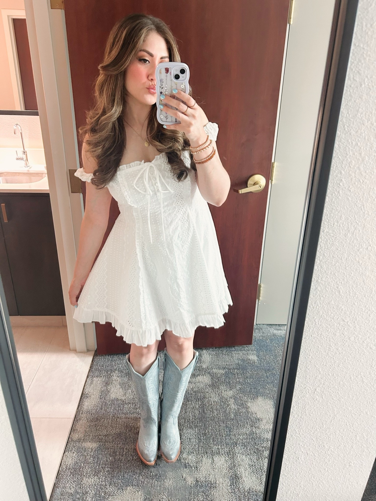 Country concert outfit 
Ariat tall blue cowboy boots
White mini dress

#LTKgrwm #LTKTravel #LTKSeasonal