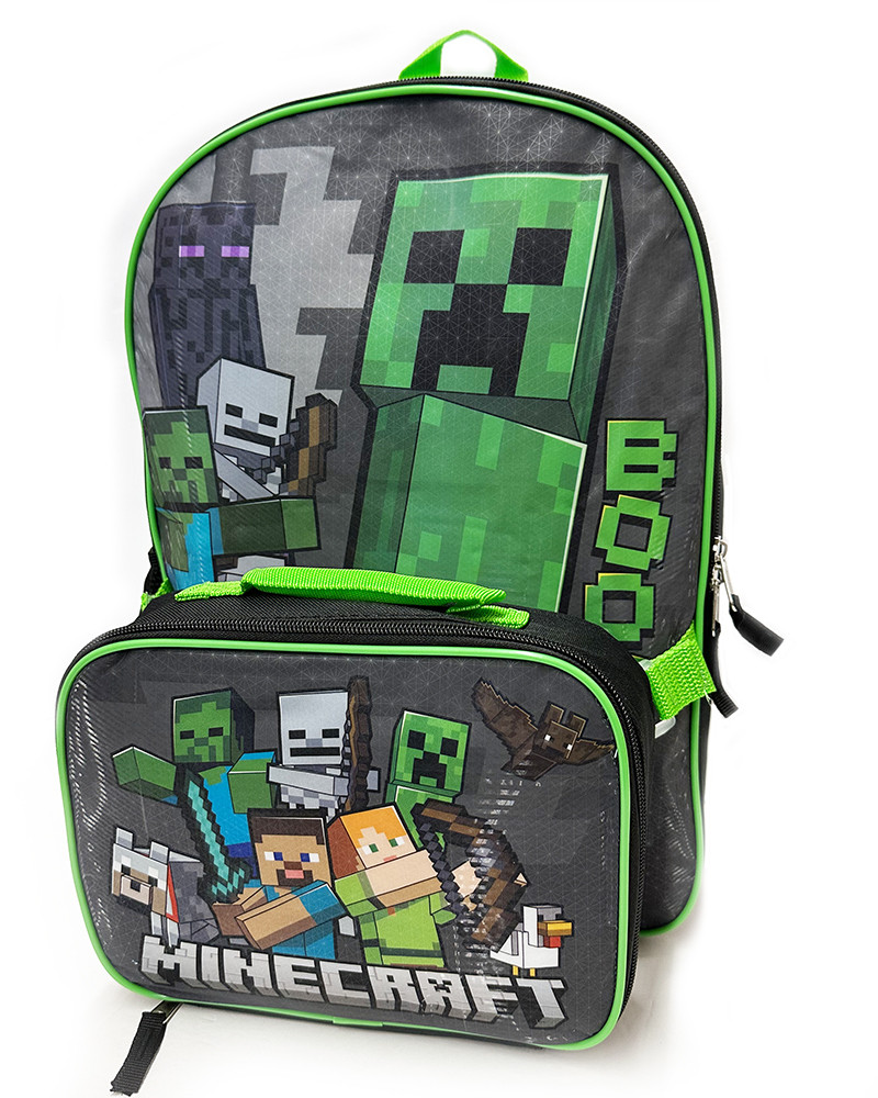 Bioworld Minecraft Backpack With Lunch Box For Boys - Walmart.com | Walmart (US)