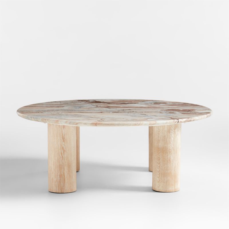 Homage White Oak Wood and Marble Round Coffee Table + Reviews | Crate & Barrel | Crate & Barrel