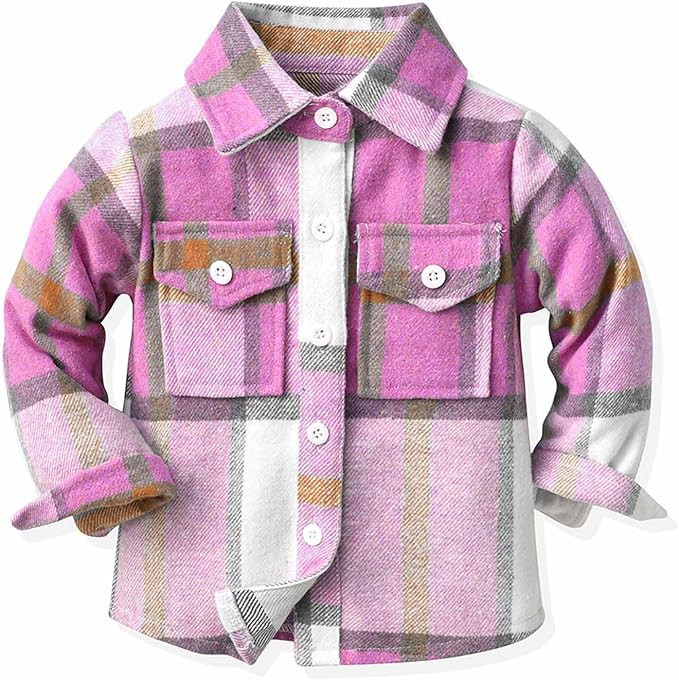 Kids Flannel Shirt Jacket Plaid Long Sleeve Button Down Shirt Top Toddler Baby Girls Boys Shirts ... | Amazon (US)