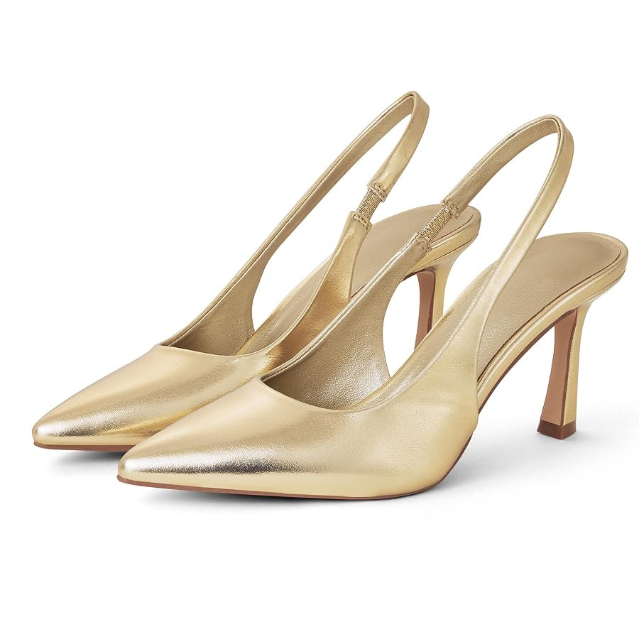 GENSHUO Women's Slingback Heels Closed Pointed Toe Dress Pumps Shoes Slip On 4 Inch High Stiletto... | Amazon (US)