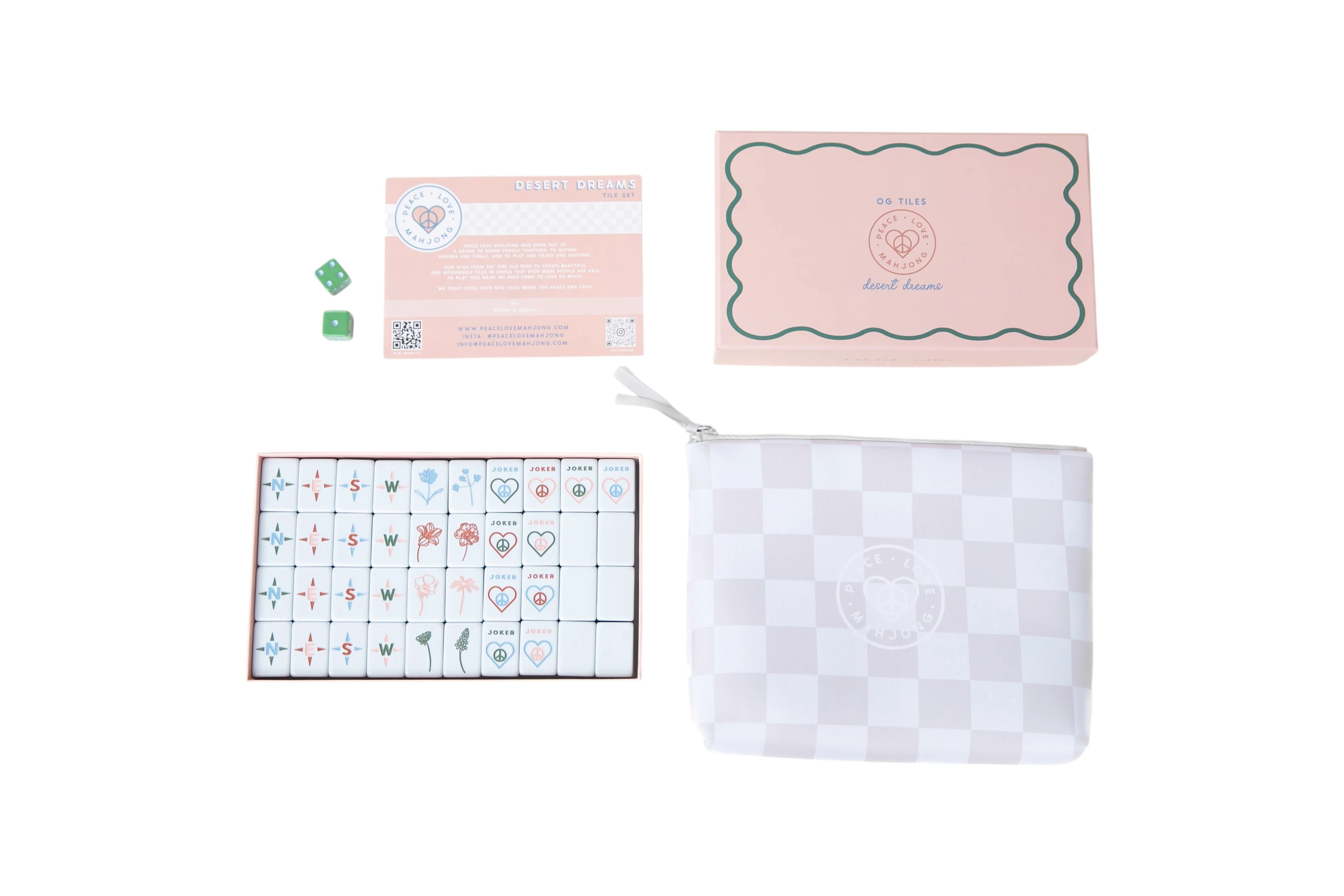 OG Desert Dreams Tiles + Tile Pouch + Dice | Peace Love Mahjong