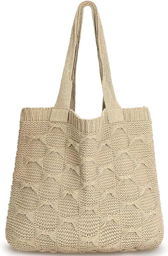 hatisan Crochet Bags for Women Large Tote Bag Aesthetic Handbag Shoulder Bag Hippie Bag Knit Bag | Amazon (US)